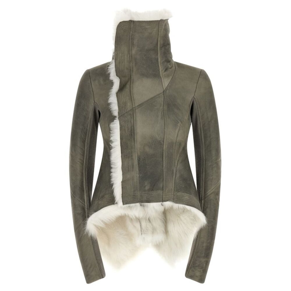 Rick Owens Gray Lamb Fur Leather Women's Jacket